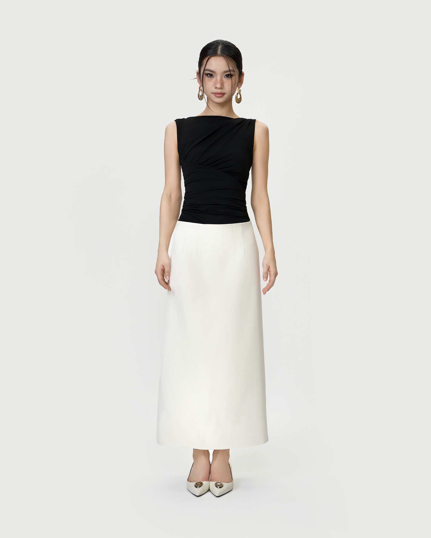 Ivory Low Waist Pencil Skirt